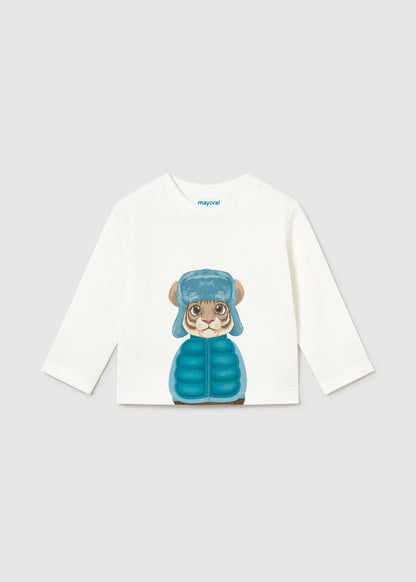 Mayoral Baby Junge Shirt animal play Sahne-Blau