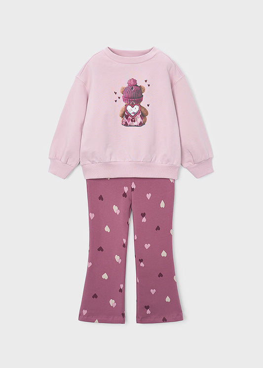 Mayoral Mädchen Set Fleece-Leggings bedruckt Violett