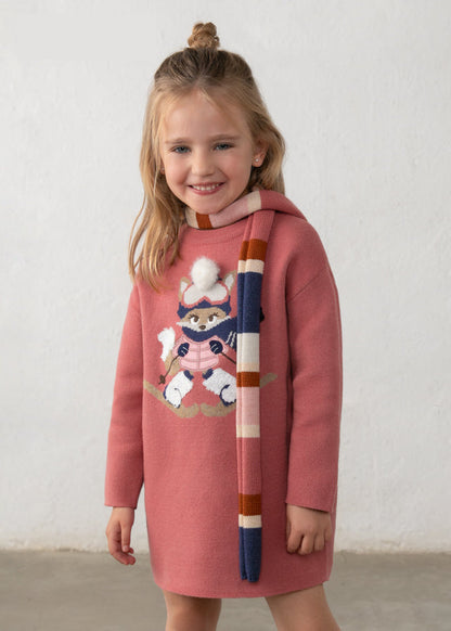 Mayoral Mädchen Strickkleid mit Schal Rosa