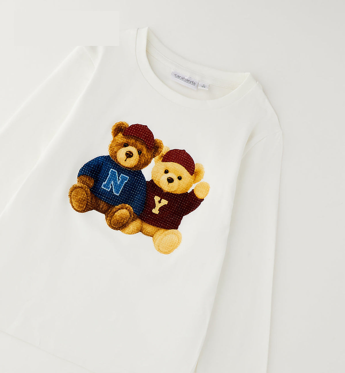Sarabanda Mädchen Langarmshirt Off White mit Teddy-Applikation