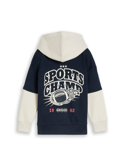 Tom Tailor Kids Hoodie mit Print in Dunkelblau & Creme