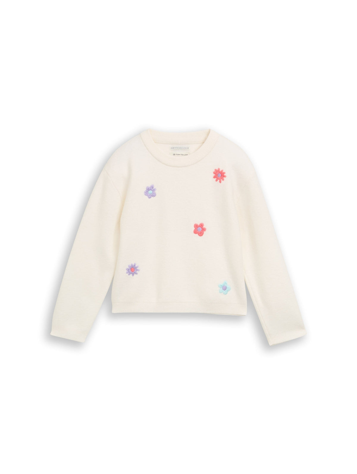 Tom Tailor Kids Sweatshirt mit Blumen-Stickerei in Creme