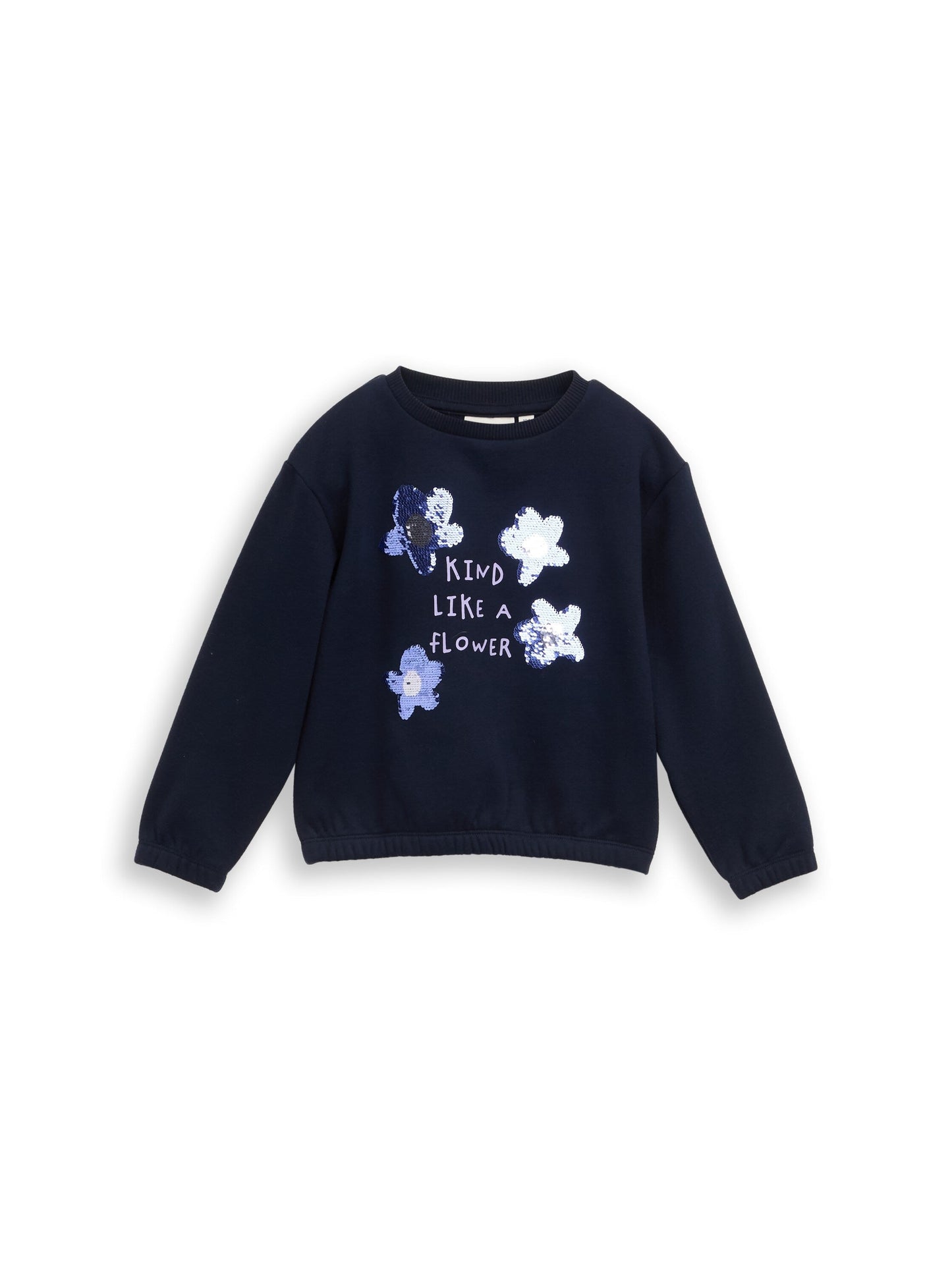 Tom Tailor Kids Sweatshirt mit Wendepailletten-Blumen in Dunkelblau
