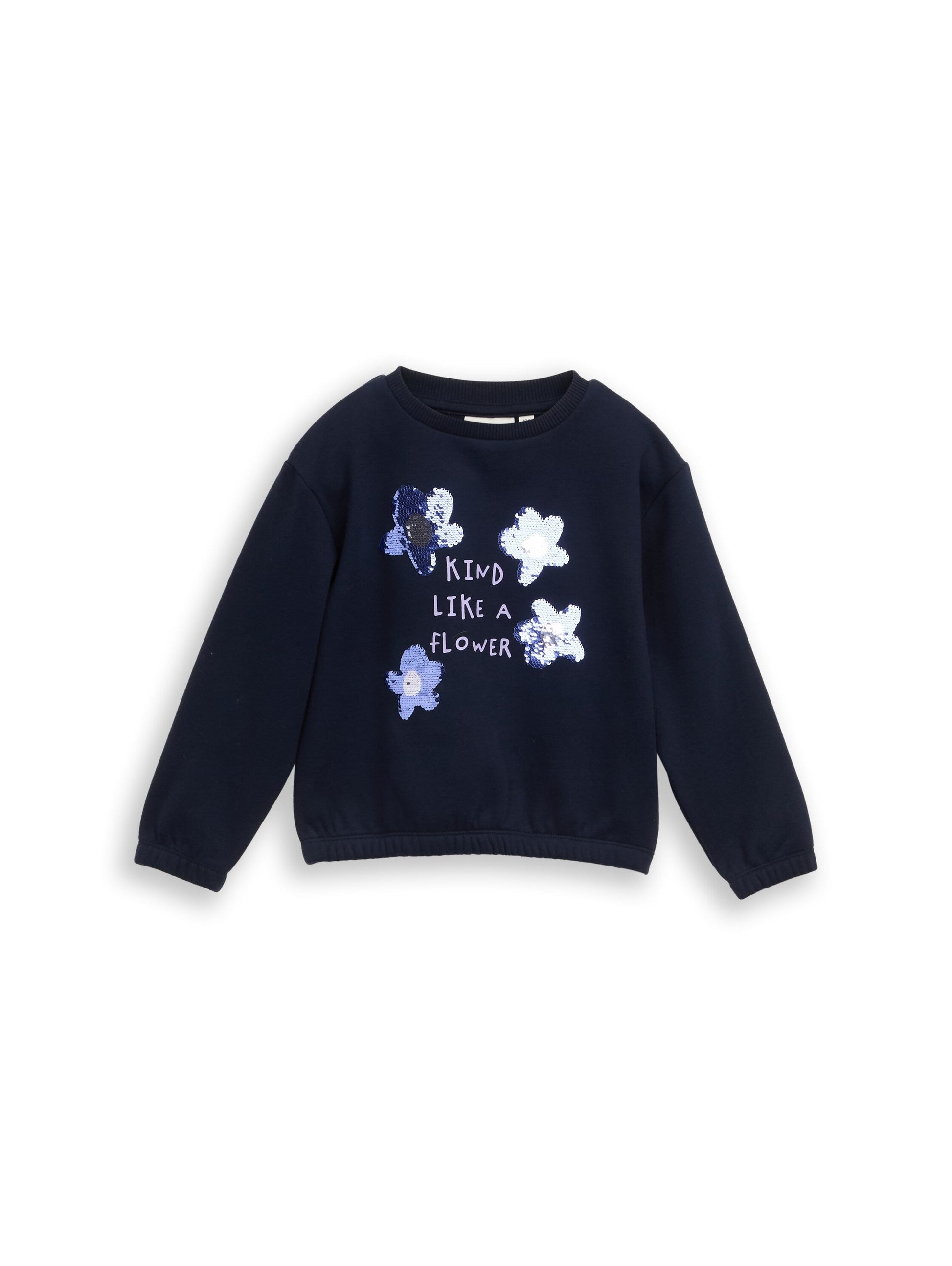 Tom Tailor Kids Sweatshirt mit Wendepailletten-Blumen in Dunkelblau