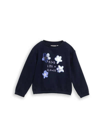 Tom Tailor Kids Sweatshirt mit Wendepailletten-Blumen in Dunkelblau