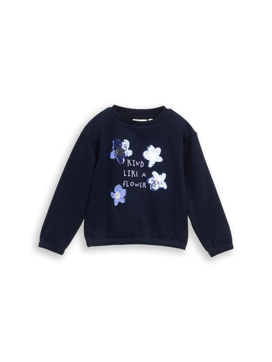 Tom Tailor Kids Sweatshirt mit Wendepailletten-Blumen in Dunkelblau
