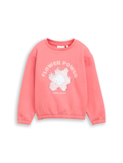 Tom Tailor Kids Sweatshirt mit Blumenmotiv & Wendepailletten in Koralle