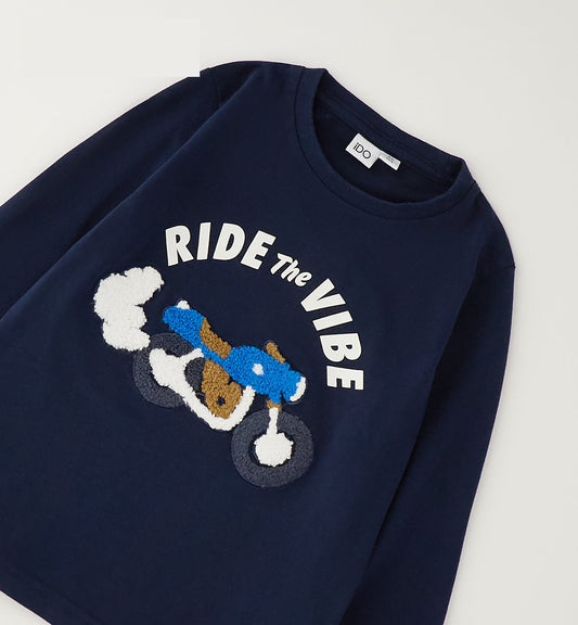 iDO Jungen Langarmshirt Marine mit Motorrad-Motiv