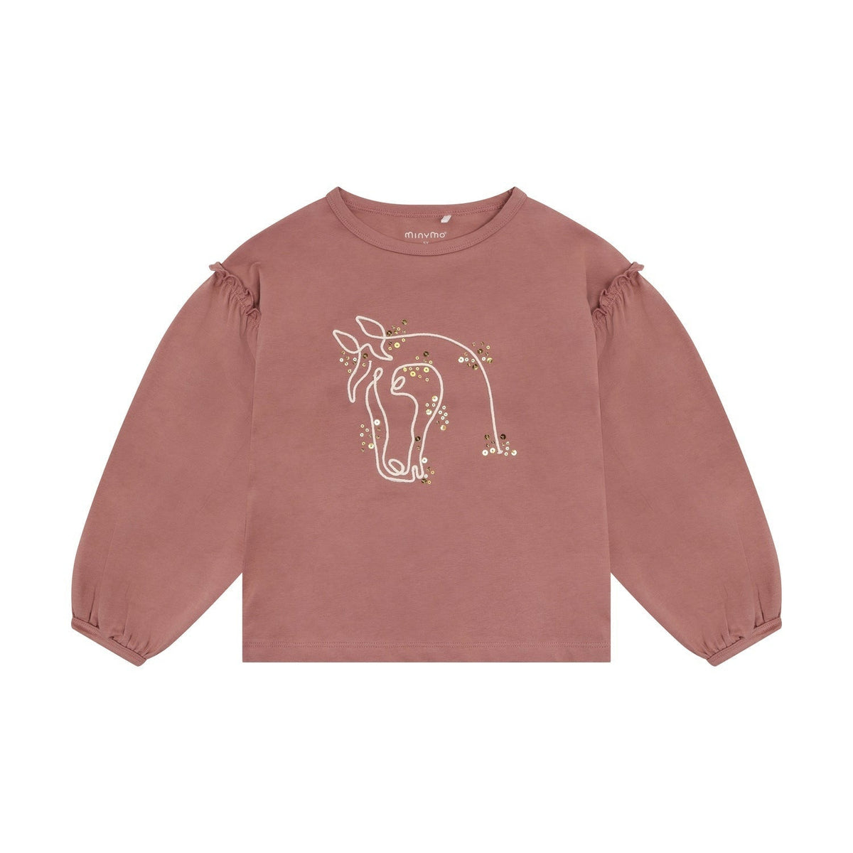 Minymo Mädchen Langarmshirt Altrosa – Reh-Motiv