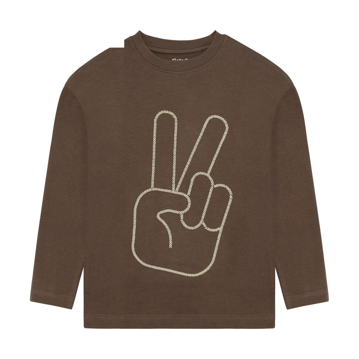 Minymo Jungen Langarmshirt Braun – Peace-Hand-Print