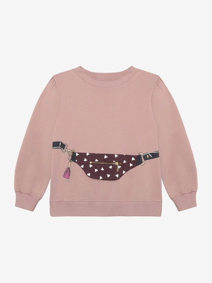 Minymo Mädchen Sweatshirt – Rosa mit Bauchtasche & Herzen