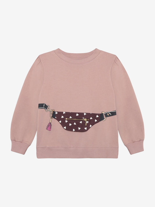 Minymo Mädchen Sweatshirt – Rosa mit Bauchtasche & Herzen