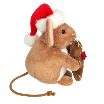 Weihnachtsmaus mit Lebkuchenmann 11 cm-Plüschtier-Stofftier