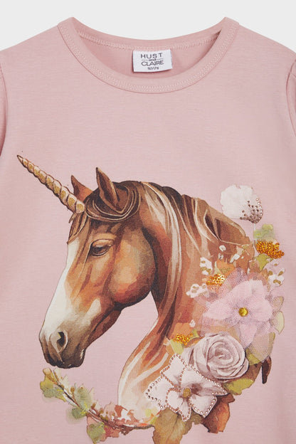 Hust & Claire Anie Langarm T-Shirt für Mädchen – Einhorn Design - Langarmshirt - Hust&Claire