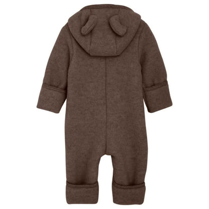 HUTTEliHUT Baby Wollfleece Overall Brown Melange Detailansicht