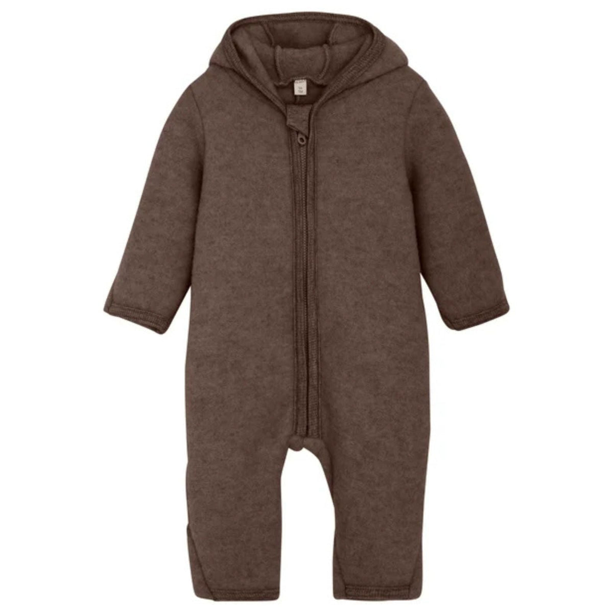 HUTTEliHUT Baby Wollfleece Overall Brown Melange Vorderansicht
