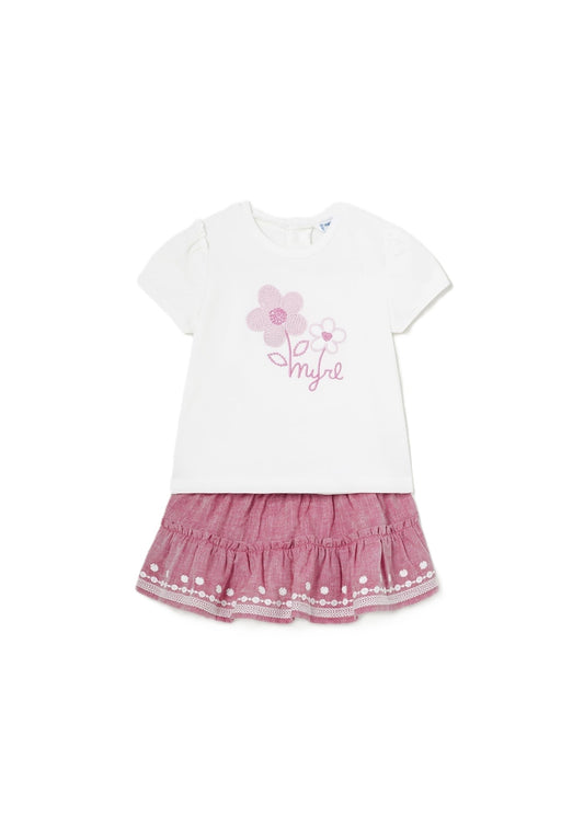 Mayoral Baby Set T-Shirt & Rock mit Blumen-Print