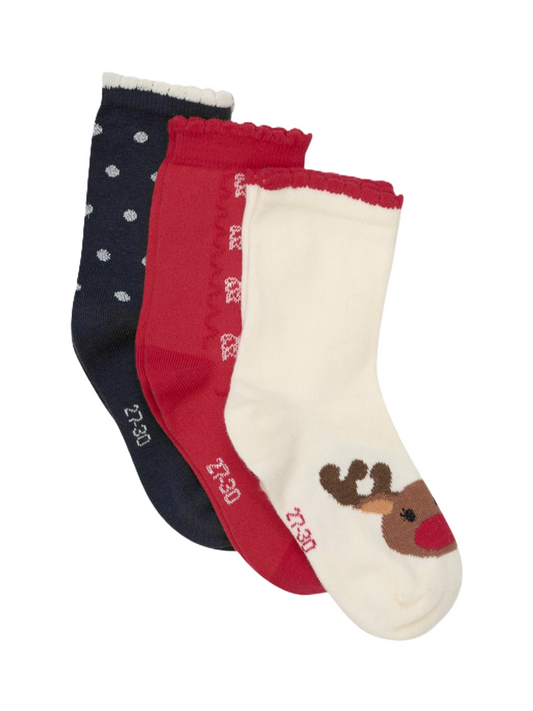 Minymo Socken 3er-Pack – Weihnachtsdesign für Mädchen