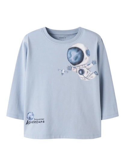name it Langarmshirt Junge Blue Fog Mokkini