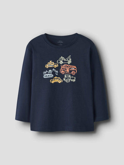 name it - T-Shirt Langarm mit Fahrzeugmotiven Mokkini Kindermode T-Shirt Langarm