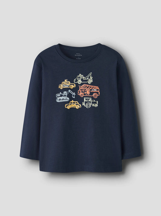 name it - T-Shirt Langarm mit Fahrzeugmotiven Mokkini Kindermode T-Shirt Langarm