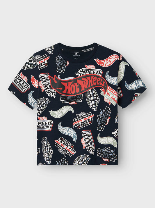 name it - T-Shirt mit Hotwheel-Alloverprint Mokkini Kindermode T-Shirt