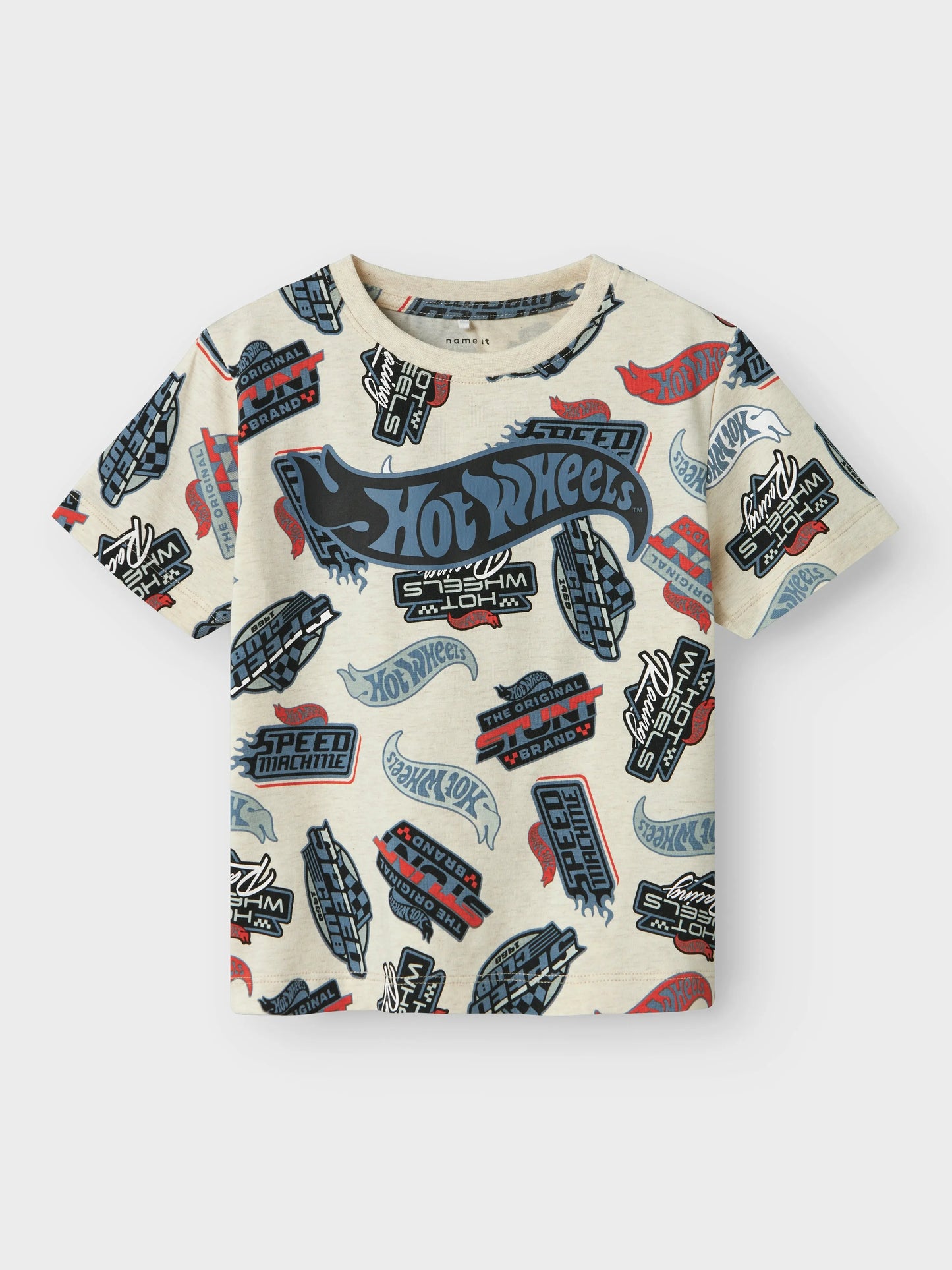 name it - T-Shirt mit Hotwheel-Alloverprint | beige Mokkini Kindermode T-Shirt