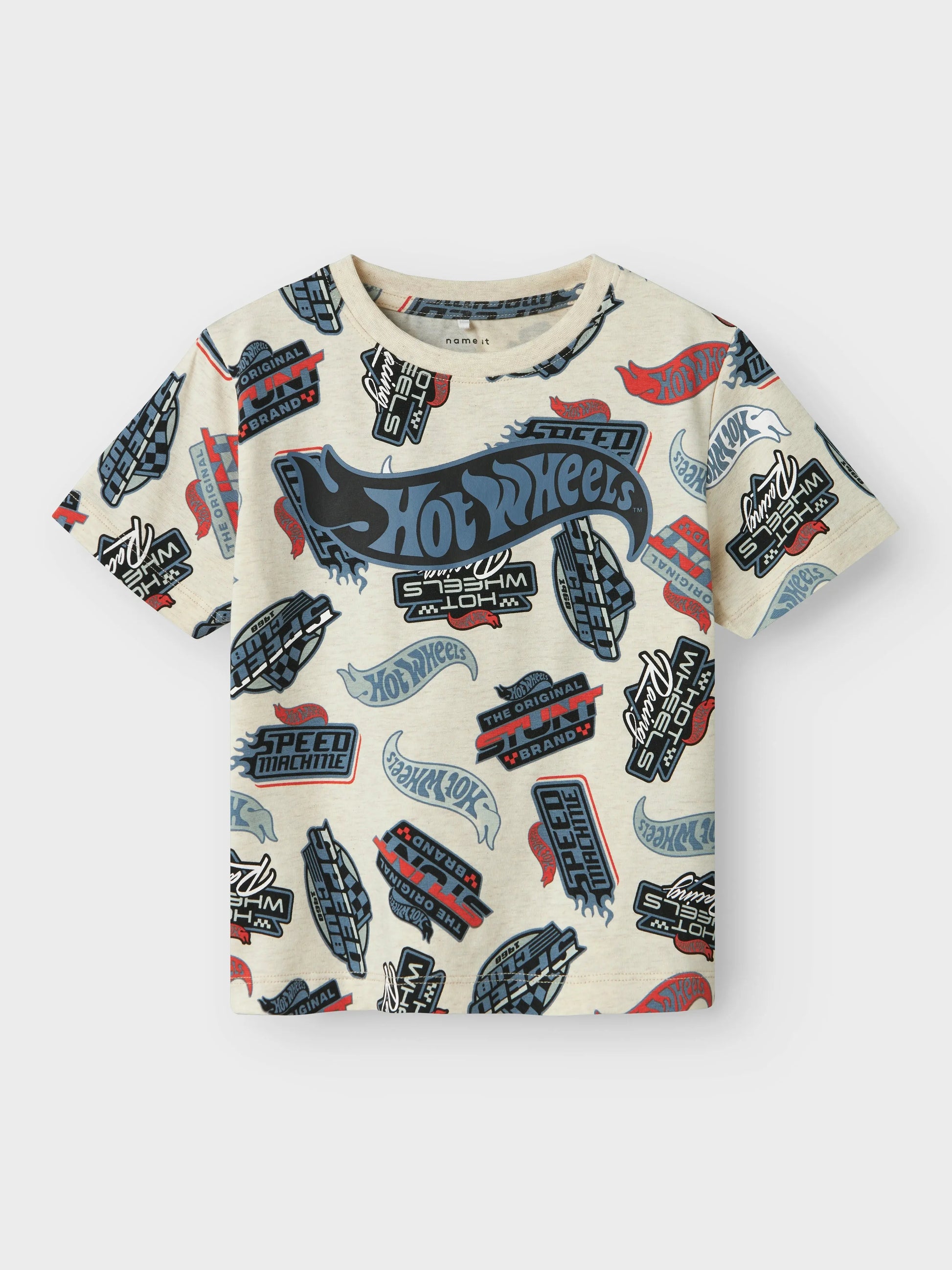 name it - T-Shirt mit Hotwheel-Alloverprint | beige Mokkini Kindermode T-Shirt