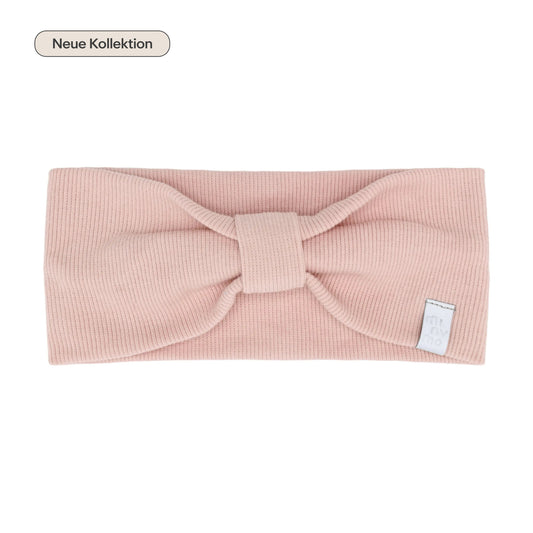 Minymo Mädchen Stirnband Rosa – Rippstruktur mit Schleife – Neue Kollektion