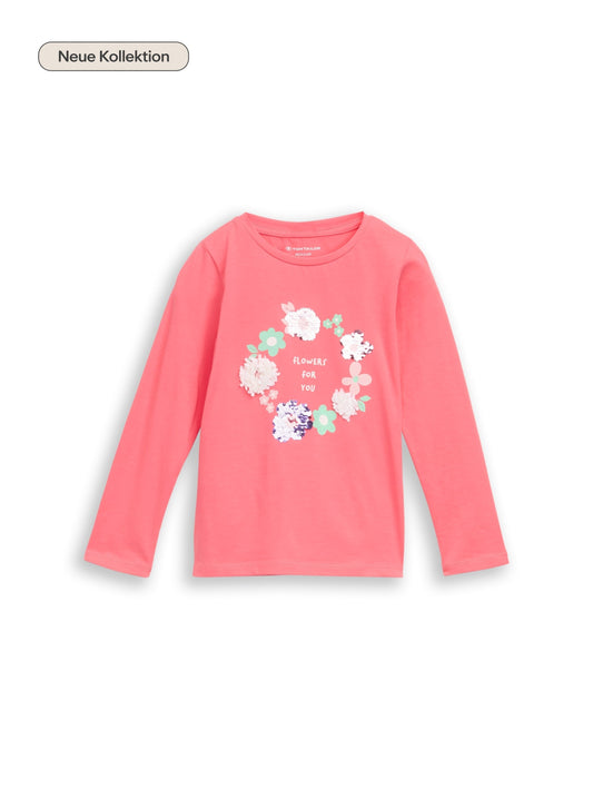 Tom Tailor Kids Langarmshirt Koralle mit Blumenherz-Print – Neue Kollektion